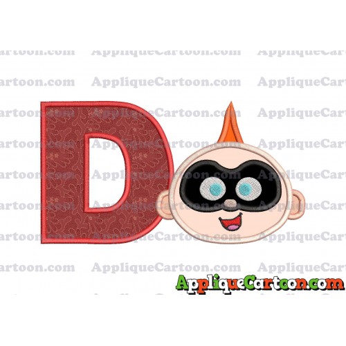 Jack Jack Parr The Incredibles Head Applique Embroidery Design With Alphabet D