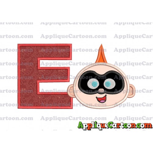 Jack Jack Parr The Incredibles Head Applique Embroidery Design With Alphabet E