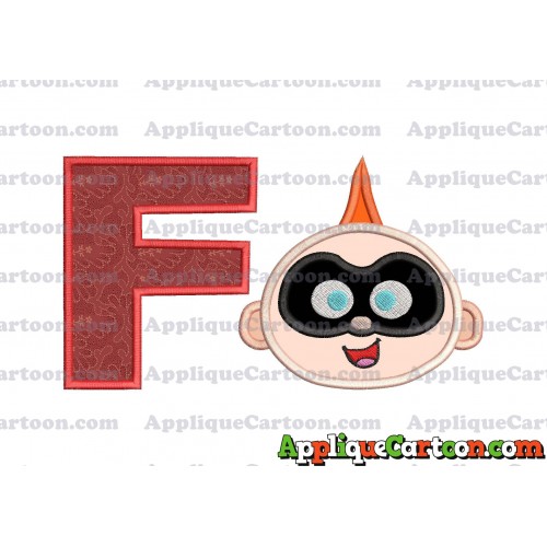 Jack Jack Parr The Incredibles Head Applique Embroidery Design With Alphabet F