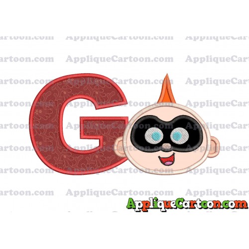 Jack Jack Parr The Incredibles Head Applique Embroidery Design With Alphabet G