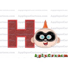Jack Jack Parr The Incredibles Head Applique Embroidery Design With Alphabet H