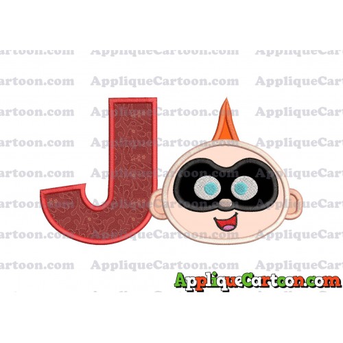 Jack Jack Parr The Incredibles Head Applique Embroidery Design With Alphabet J
