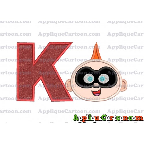 Jack Jack Parr The Incredibles Head Applique Embroidery Design With Alphabet K
