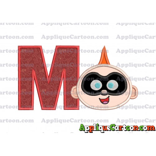 Jack Jack Parr The Incredibles Head Applique Embroidery Design With Alphabet M