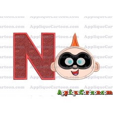 Jack Jack Parr The Incredibles Head Applique Embroidery Design With Alphabet N