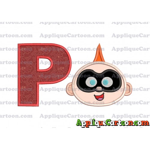 Jack Jack Parr The Incredibles Head Applique Embroidery Design With Alphabet P
