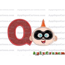 Jack Jack Parr The Incredibles Head Applique Embroidery Design With Alphabet Q