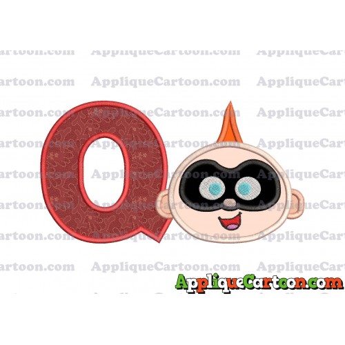 Jack Jack Parr The Incredibles Head Applique Embroidery Design With Alphabet Q
