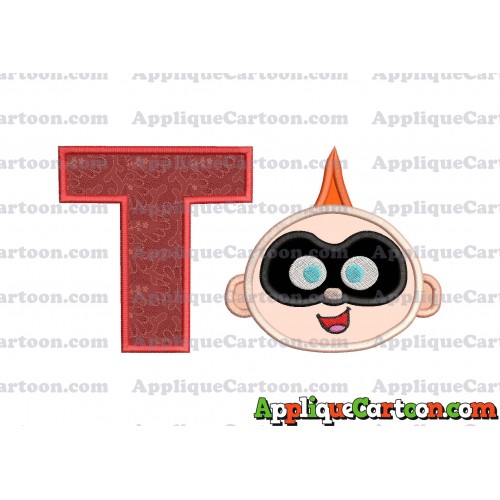 Jack Jack Parr The Incredibles Head Applique Embroidery Design With Alphabet T