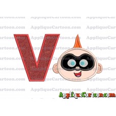 Jack Jack Parr The Incredibles Head Applique Embroidery Design With Alphabet V