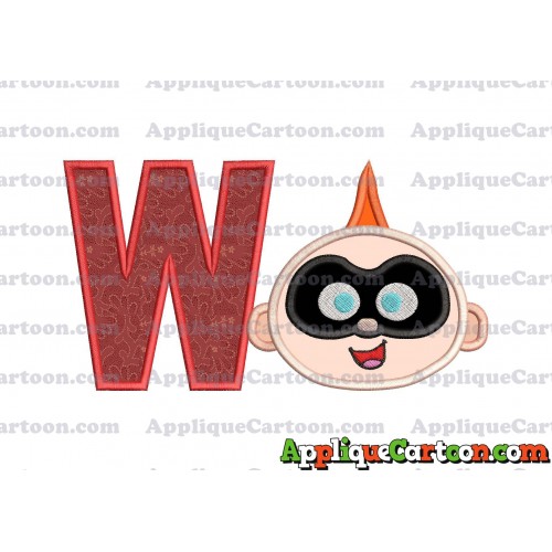 Jack Jack Parr The Incredibles Head Applique Embroidery Design With Alphabet W