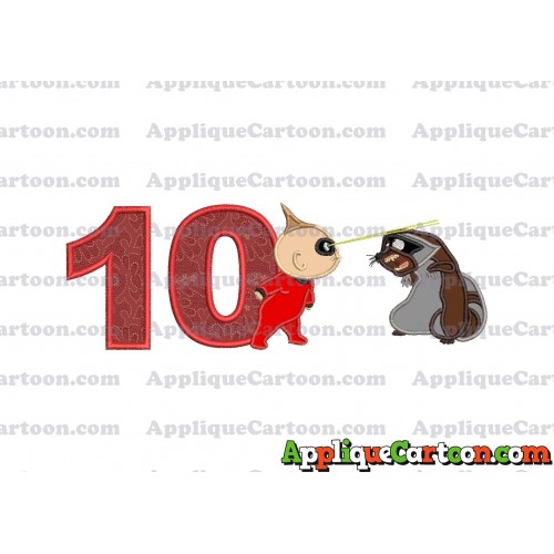 Jack Jack Vs Raccoon Incredibles Applique Embroidery Design Birthday Number 10
