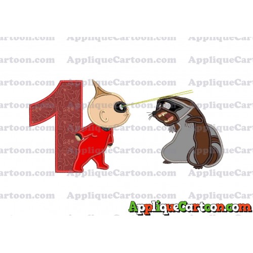 Jack Jack Vs Raccoon Incredibles Applique Embroidery Design Birthday Number 1