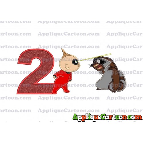 Jack Jack Vs Raccoon Incredibles Applique Embroidery Design Birthday Number 2