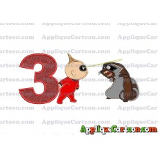 Jack Jack Vs Raccoon Incredibles Applique Embroidery Design Birthday Number 3