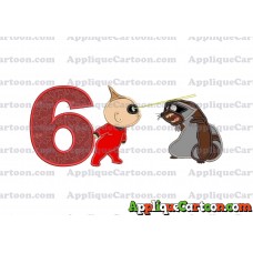 Jack Jack Vs Raccoon Incredibles Applique Embroidery Design Birthday Number 6