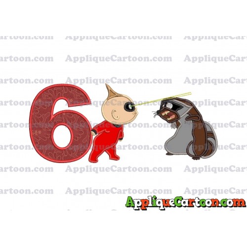 Jack Jack Vs Raccoon Incredibles Applique Embroidery Design Birthday Number 6