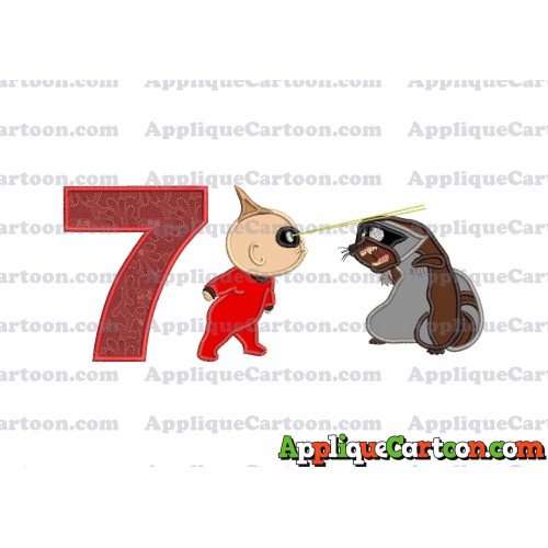 Jack Jack Vs Raccoon Incredibles Applique Embroidery Design Birthday Number 7