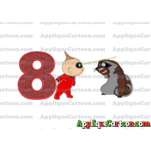 Jack Jack Vs Raccoon Incredibles Applique Embroidery Design Birthday Number 8