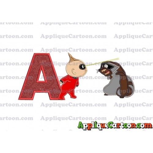 Jack Jack Vs Raccoon Incredibles Applique Embroidery Design With Alphabet A