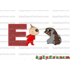 Jack Jack Vs Raccoon Incredibles Applique Embroidery Design With Alphabet E