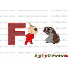 Jack Jack Vs Raccoon Incredibles Applique Embroidery Design With Alphabet F
