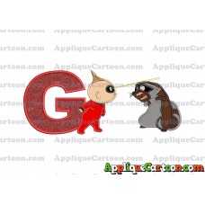 Jack Jack Vs Raccoon Incredibles Applique Embroidery Design With Alphabet G