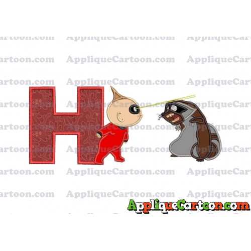 Jack Jack Vs Raccoon Incredibles Applique Embroidery Design With Alphabet H