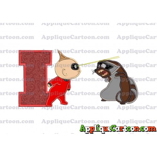 Jack Jack Vs Raccoon Incredibles Applique Embroidery Design With Alphabet I