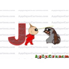 Jack Jack Vs Raccoon Incredibles Applique Embroidery Design With Alphabet J