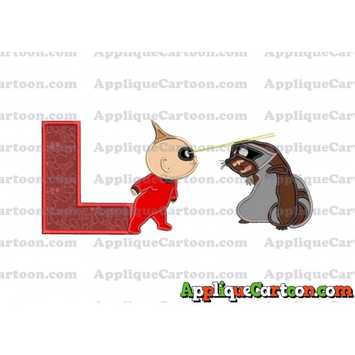 Jack Jack Vs Raccoon Incredibles Applique Embroidery Design With Alphabet L