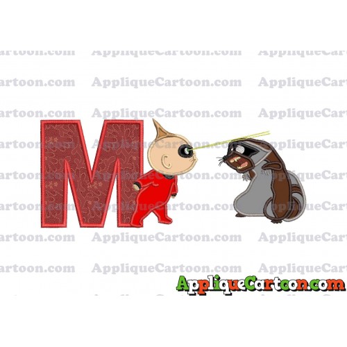 Jack Jack Vs Raccoon Incredibles Applique Embroidery Design With Alphabet M