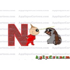Jack Jack Vs Raccoon Incredibles Applique Embroidery Design With Alphabet N