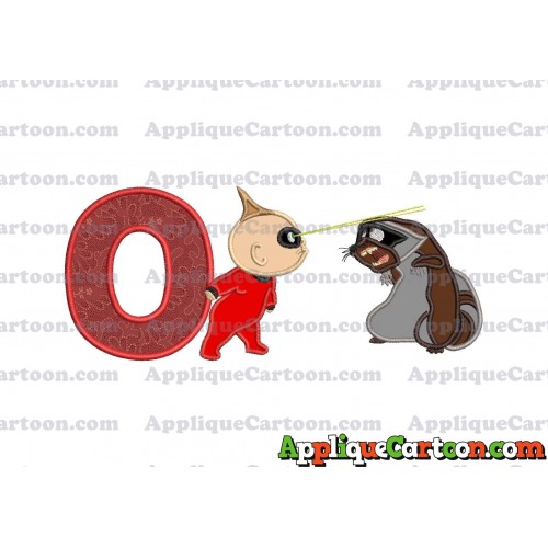 Jack Jack Vs Raccoon Incredibles Applique Embroidery Design With Alphabet O