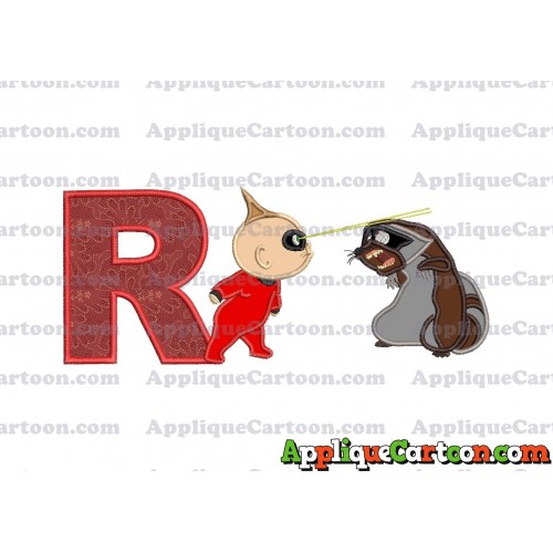Jack Jack Vs Raccoon Incredibles Applique Embroidery Design With Alphabet R