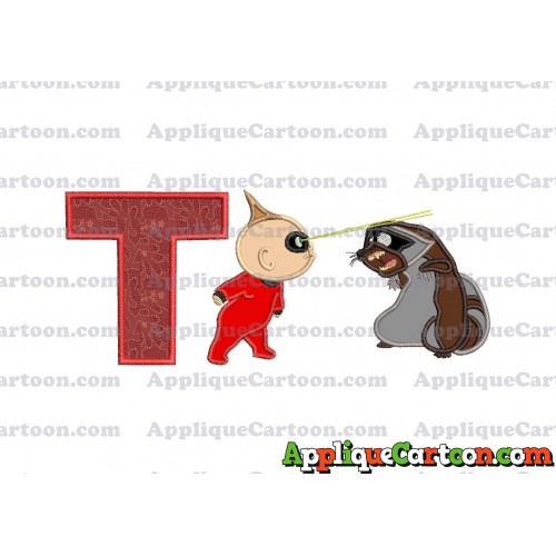 Jack Jack Vs Raccoon Incredibles Applique Embroidery Design With Alphabet T