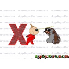 Jack Jack Vs Raccoon Incredibles Applique Embroidery Design With Alphabet X