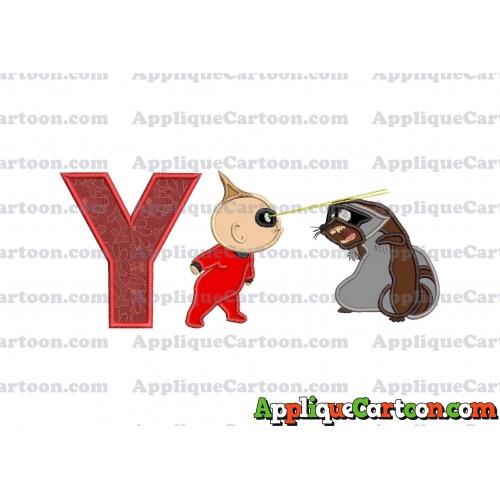 Jack Jack Vs Raccoon Incredibles Applique Embroidery Design With Alphabet Y