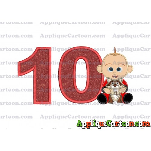Jack Jack and Raccoon Incredibles Applique Embroidery Design Birthday Number 10
