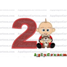 Jack Jack and Raccoon Incredibles Applique Embroidery Design Birthday Number 2
