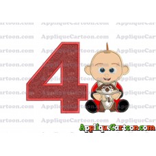 Jack Jack and Raccoon Incredibles Applique Embroidery Design Birthday Number 4