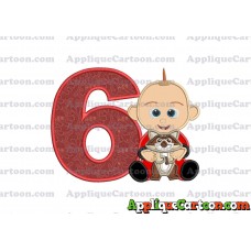 Jack Jack and Raccoon Incredibles Applique Embroidery Design Birthday Number 6