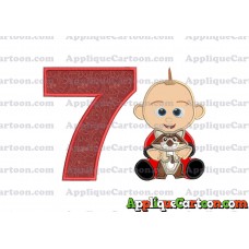 Jack Jack and Raccoon Incredibles Applique Embroidery Design Birthday Number 7