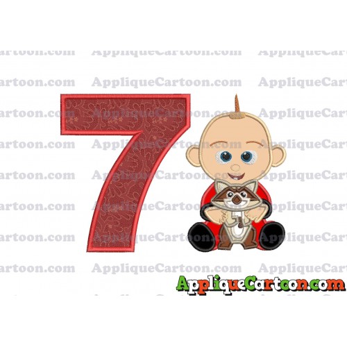 Jack Jack and Raccoon Incredibles Applique Embroidery Design Birthday Number 7