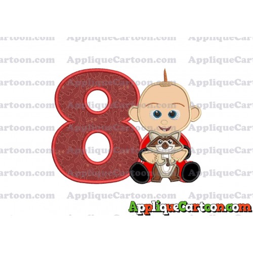Jack Jack and Raccoon Incredibles Applique Embroidery Design Birthday Number 8