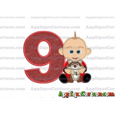 Jack Jack and Raccoon Incredibles Applique Embroidery Design Birthday Number 9