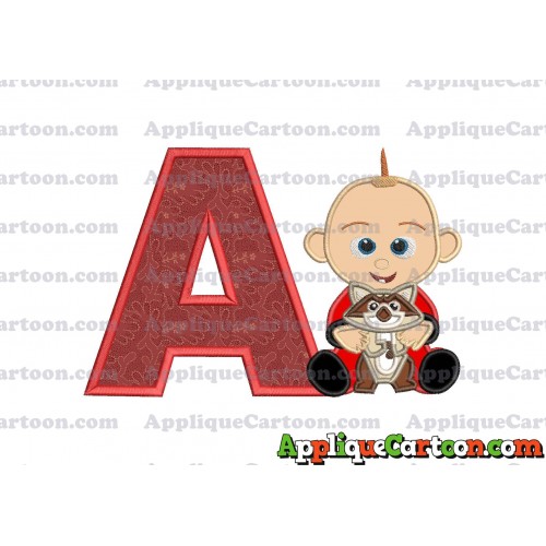 Jack Jack and Raccoon Incredibles Applique Embroidery Design With Alphabet A