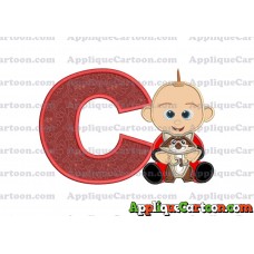 Jack Jack and Raccoon Incredibles Applique Embroidery Design With Alphabet C