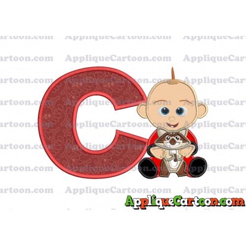 Jack Jack and Raccoon Incredibles Applique Embroidery Design With Alphabet C