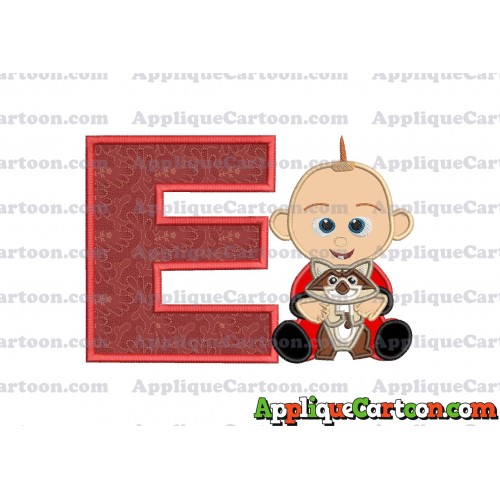 Jack Jack and Raccoon Incredibles Applique Embroidery Design With Alphabet E